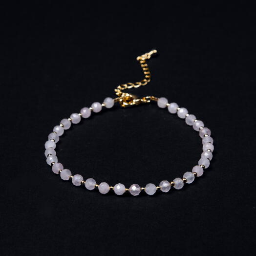 Браслет Ваниль Розовый кварц 14K 19 см (BRA1130)