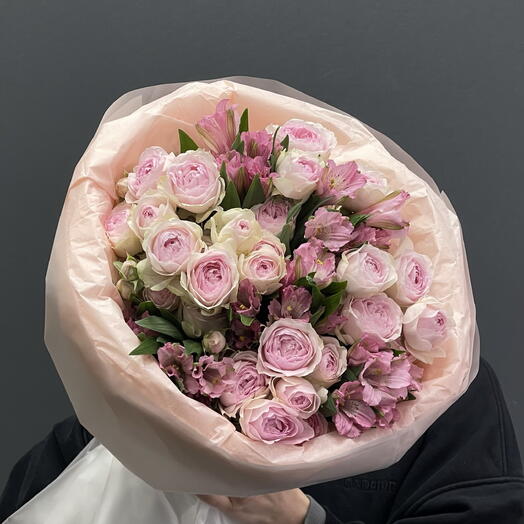 Кустовая роза+альстромерии