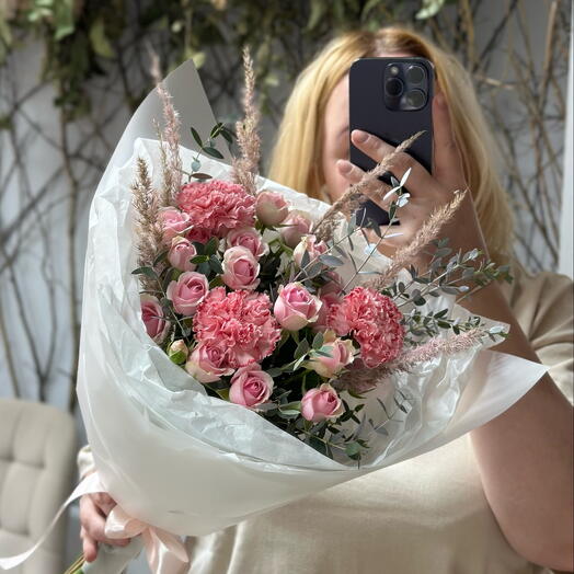 Business букет розовый нежный