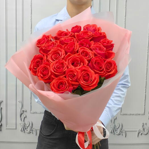 Букет из алых роз Эквадор "🌹Нина🌹". Шикарные крупные бутоны премиум