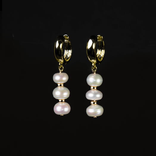 Серьги Нимфея Белый жемчуг культивированный 14K (EAR1164)