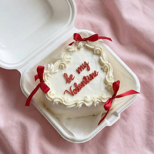 Бенто торт be my valentine, на 14 февраля, любимому, в форме сердца