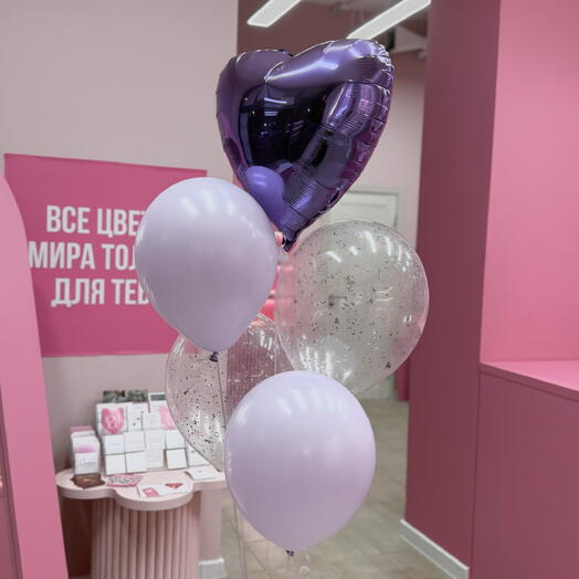 Набор шаров с сиреневым сердцем