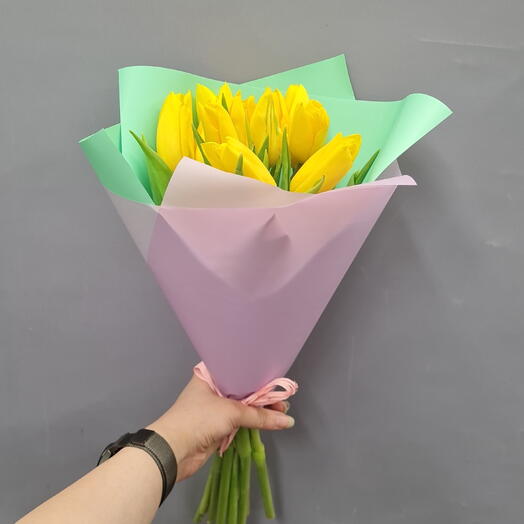 Букет тюльпанов 11 шт жёлтых