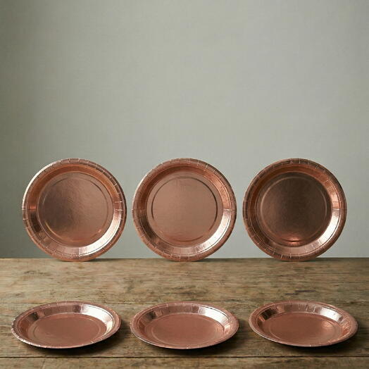 Тарелки одноразовые (18 см) Розовое Золото, 6 шт