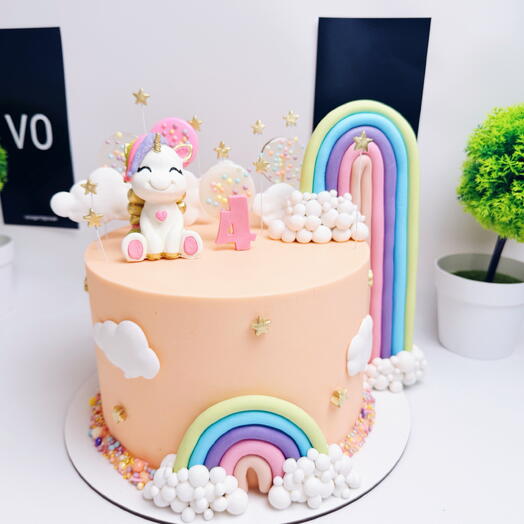 Детский торт с радугой и единорогом