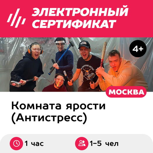 Подарочный сертификат Комната ярости, программа Digital для 1-5 чел., 1 час (Винзавод)