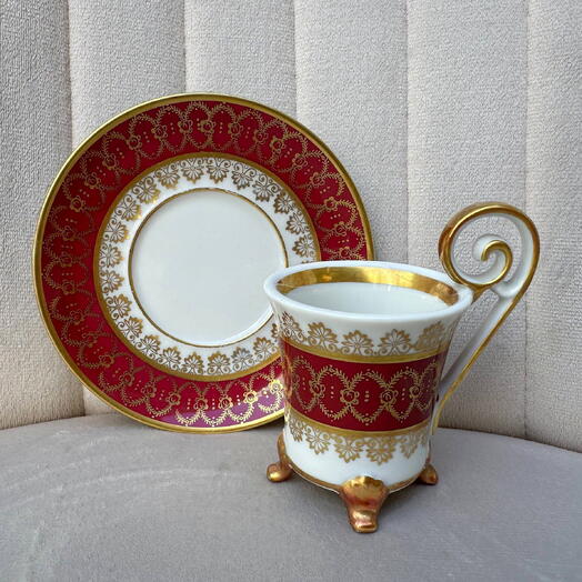 Винтажная кофейная пара Limoges. Франция, 1960е