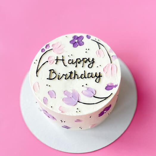 Бенто торт «happy birthday» с цветами