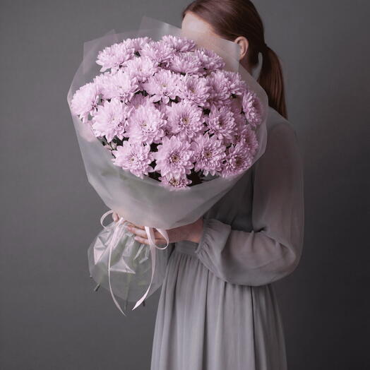 Букет из кустовых фиолетовых хризантем (9 веток) от XOFLOWERS