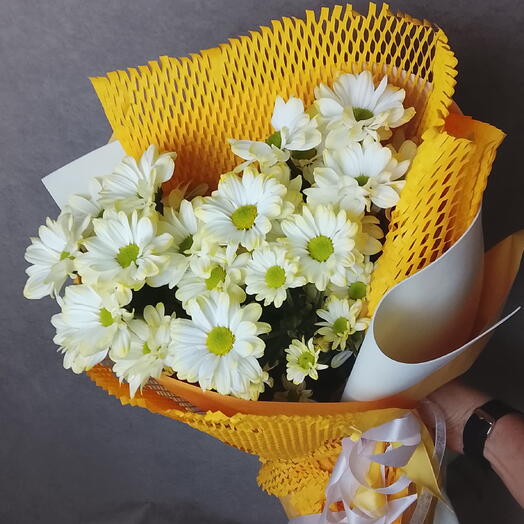 Хризантема жёлтая в авторской упаковке 💛