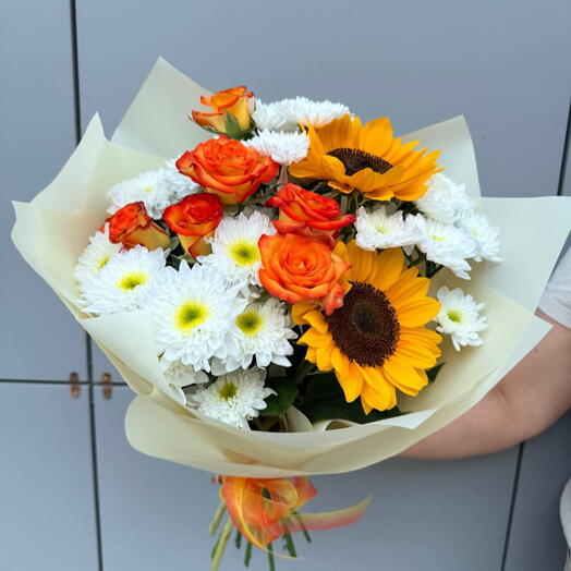 Авторский букет с подсолнухами 🌻
