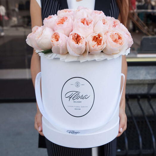 Hatbox Grand "Austin Juliet Roses" WHITE