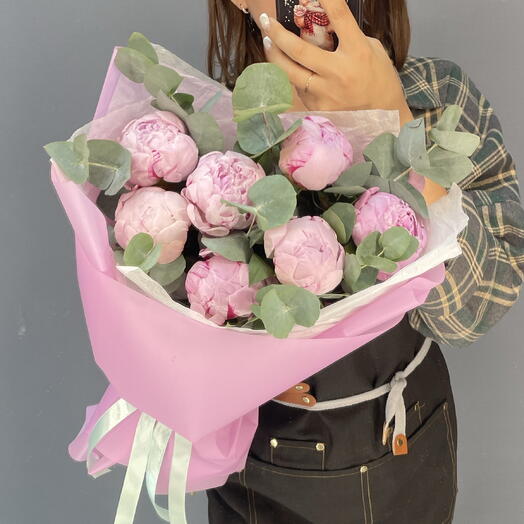 Букет с пионами и эвкалиптом🌸