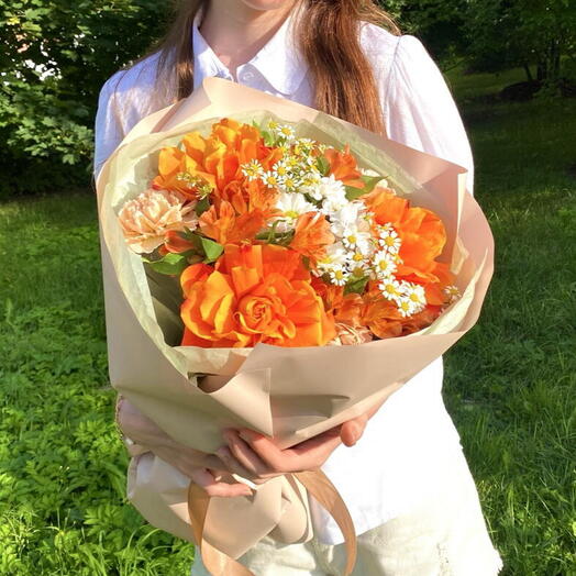 Букет на 1 сентября с французскими розами