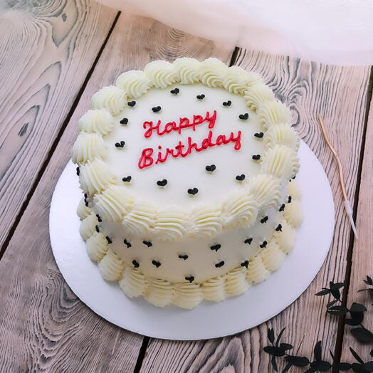 Торт 1,5кг в стиле Ламбет с рюшами и надписью Happy Birthday