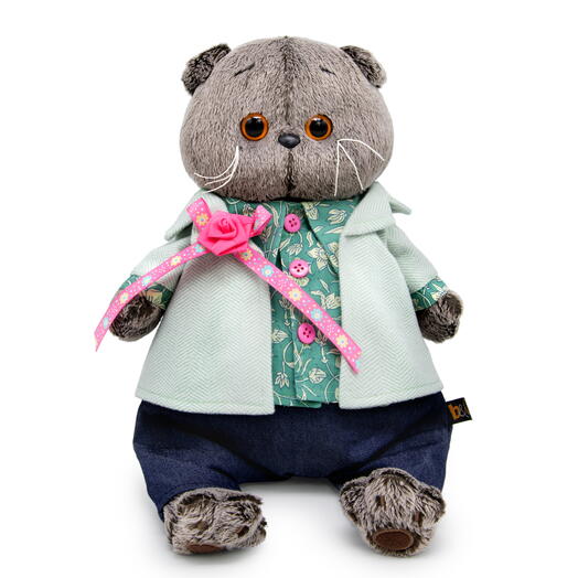 Ks30-248 Игрушка Кот Басик в твидовом пиджаке с розой