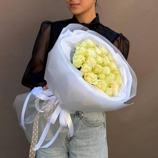 Букет 25 белых роз🌸