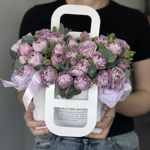Лавандовая сумочка с кустовой розой 💜