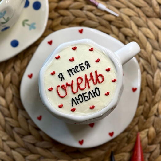 Торт в чайной паре с блюдцем «Подарок 2-в-1» с вашим дизайном, любимой , любимому, маме, парню, девушке, бабушке,  подруге