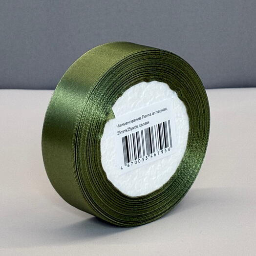 Лента атласная зеленая 25 mmx 25 yards