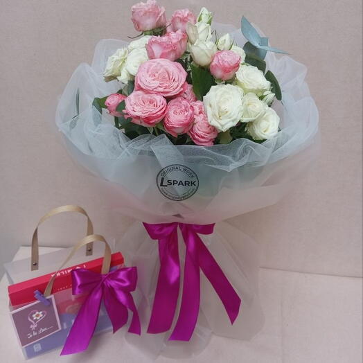 6 spray roses + Milka chocolate
