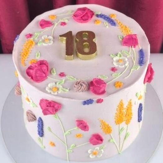 Торт девушке на день рождения, «Цветочное 18-летие»