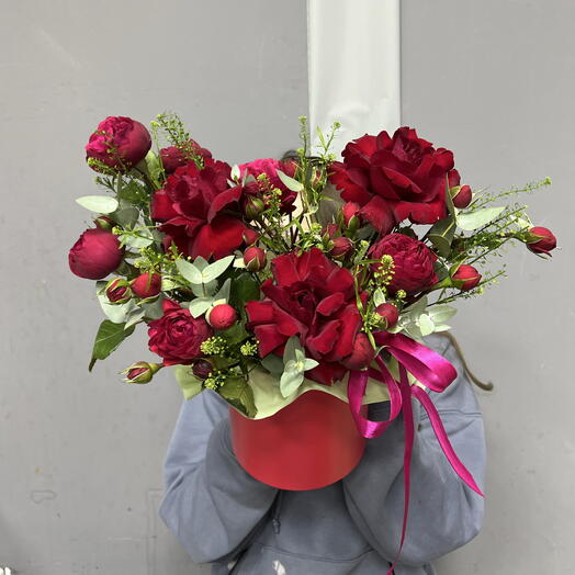 Пионовидная Малиновая Роза и Красные Французские Розы 💔