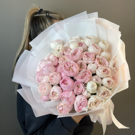 Кустовые пионовидные розы (15 шт) 🌸
