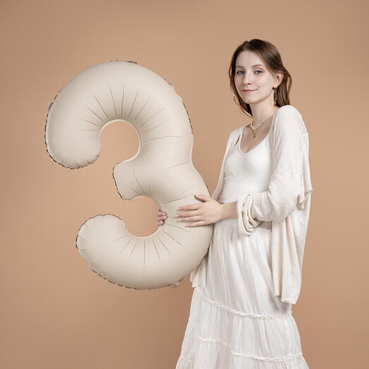 Фольгированная цифра, "3" Slim, Кремовый Латте, Матовый