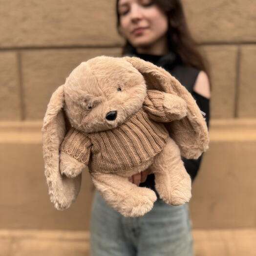 Мягкая игрушка зайка в кофточке 🤎