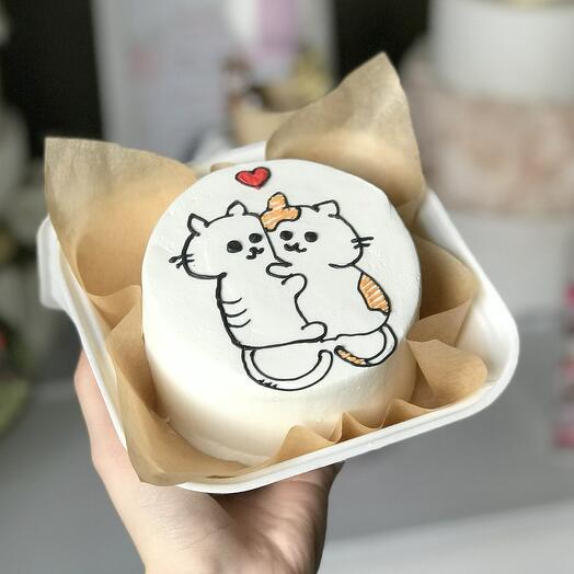 Бенто-торт Обнимающиеся котики