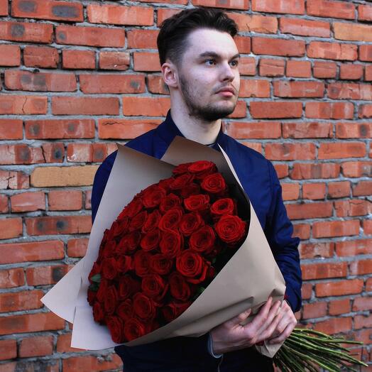 51 красной розы 50 см