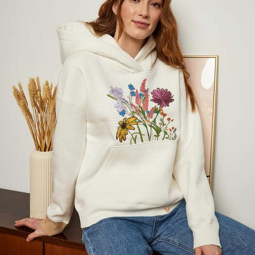 Women's hoodie "Flowers" white