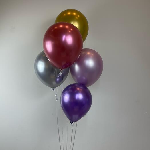 5 Mixed Metallic Balloons