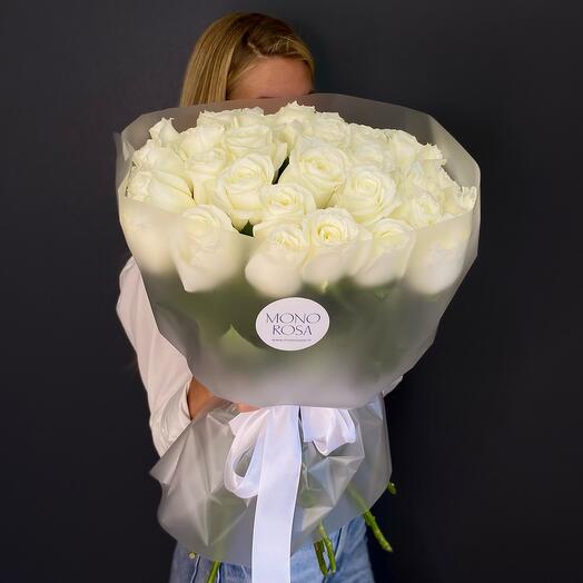 Моно букет  31 белая роза Эквадор