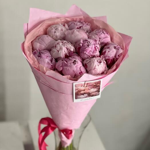 Пион розовый 11 штук