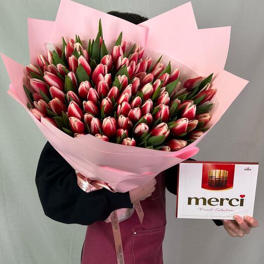 101 премиум тюльпан + мерси