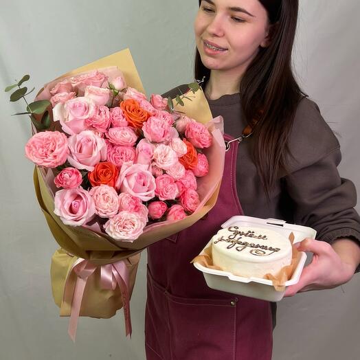 Пионовидные розы + бенто