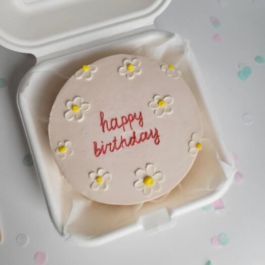 Бенто торт "Happy Birthday с ромашками"