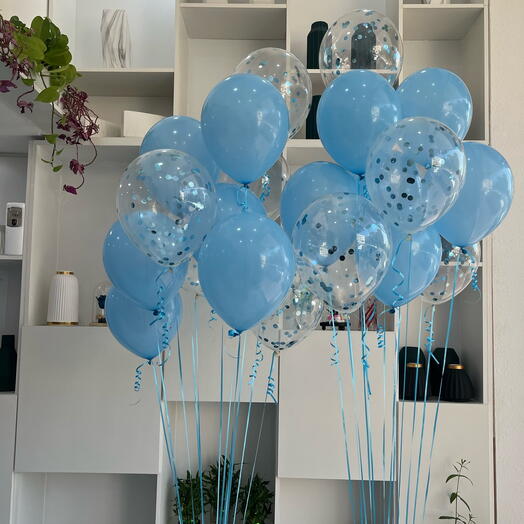 20 blue balloons