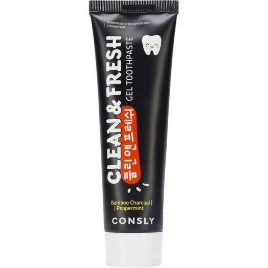 Consly Clean Fresh Bamboo Charcoal   Peppermint Gel Toothpaste Паста зубная гелевая с бамбуковым углем и перечной мятой - 105 г