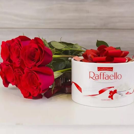 9 роз и Raffaello