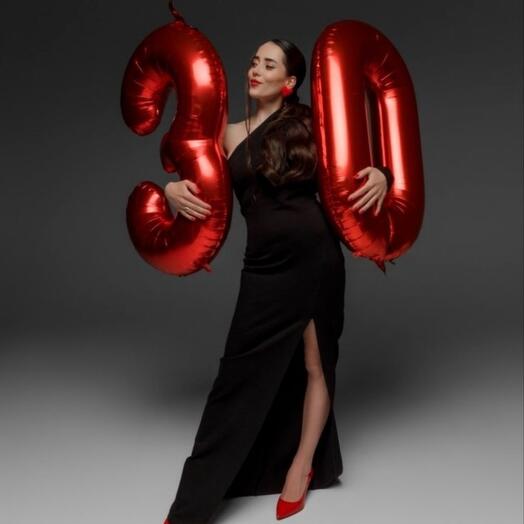 Цифры шары воздушные фольгированный 3 и 0 (102 см)