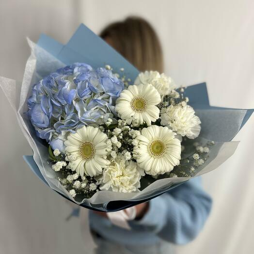 Hydrangea, Gerbera and Carnation Bouquet