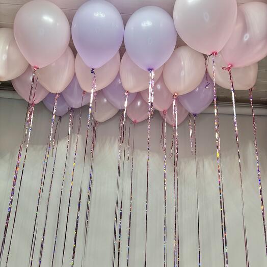 20 шаров под потолок с дождиком