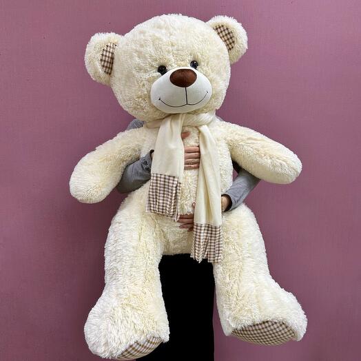A large white bear 150 cm with a scarf