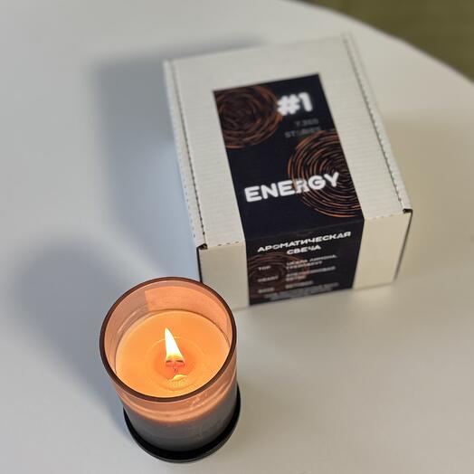 Ароматическая свеча из кокосового воска с деревянным фитилем, аромат 1 ENERGY