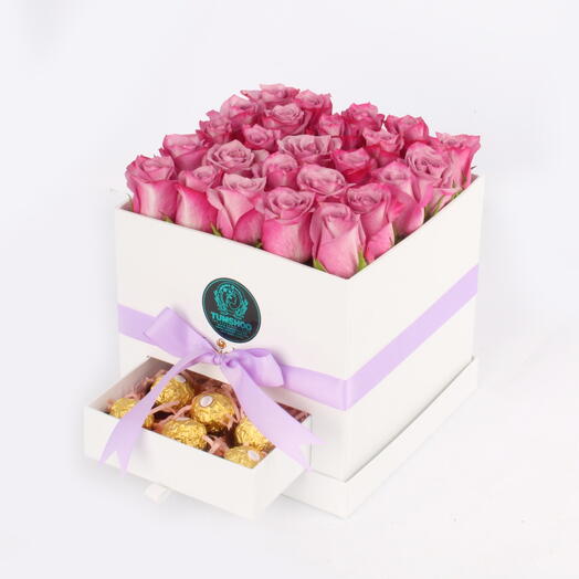 Purple Rose Love White Box