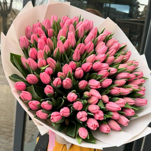 101 нежно розовый тюльпан